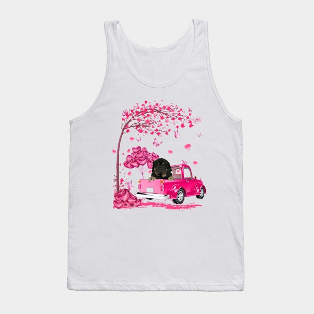 Valentine's Day Love Pickup Truck Tibetan Mastiff Tank Top by Vintage White Rose Bouquets